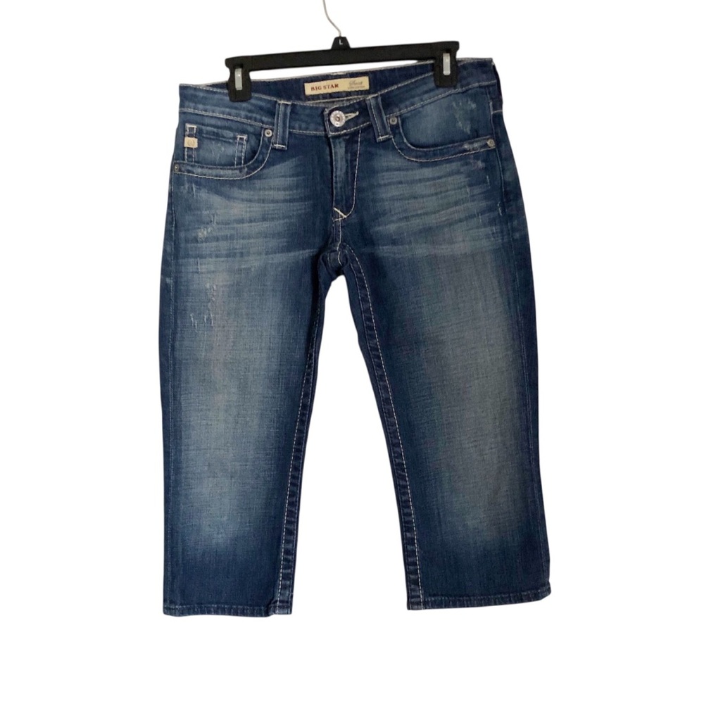 Big Star Sweet Ultra Low Rise Women’s 29 Medium Wash Cotton Blend Denim Capris